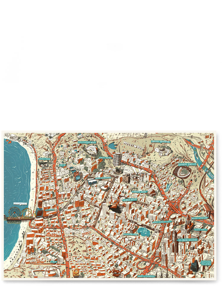 絵画 title:CITY EXPLORER CITIx60 Art Print: Los Angeles City Map – viction:ary