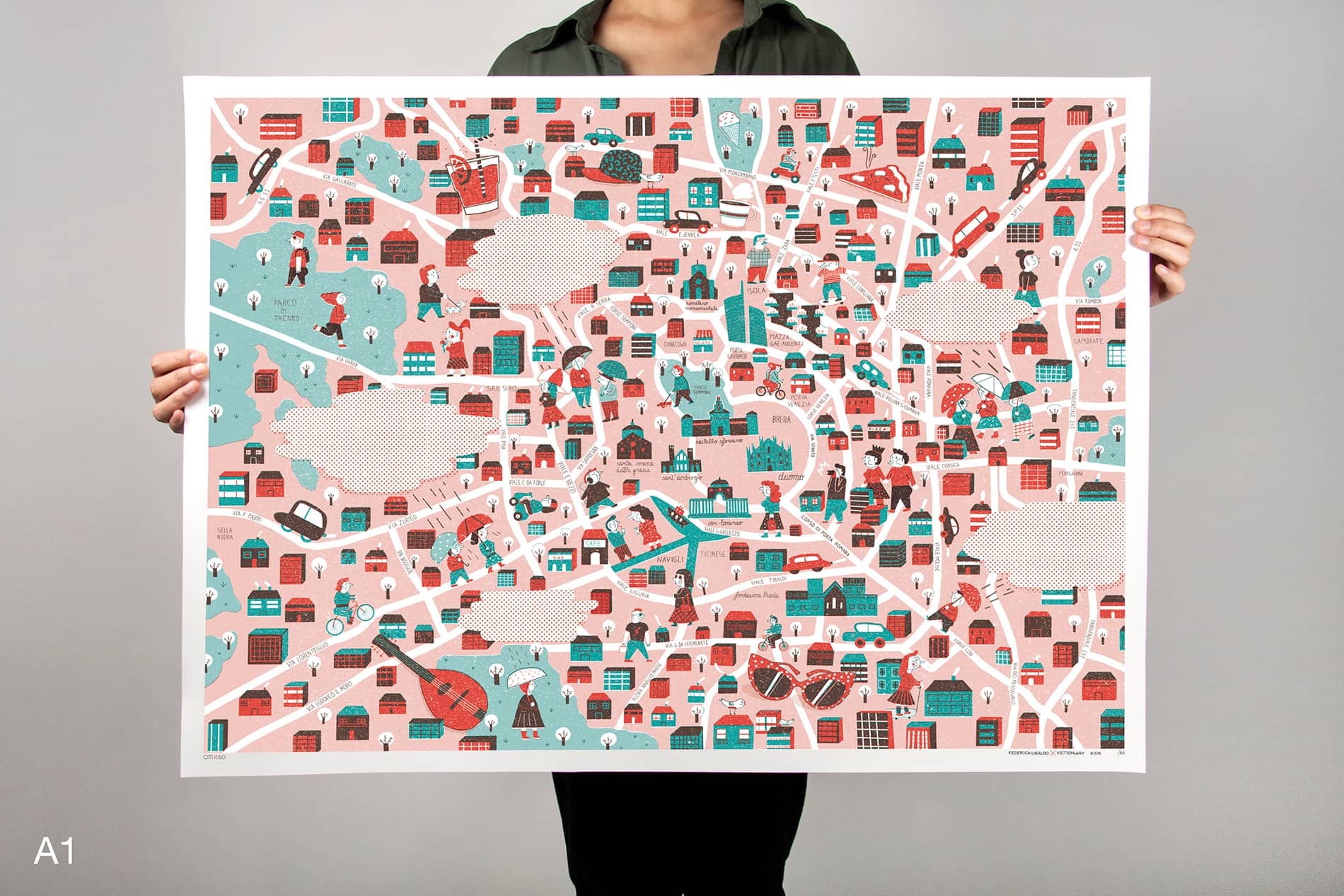 CITIx60 Art Print: Milan City Map