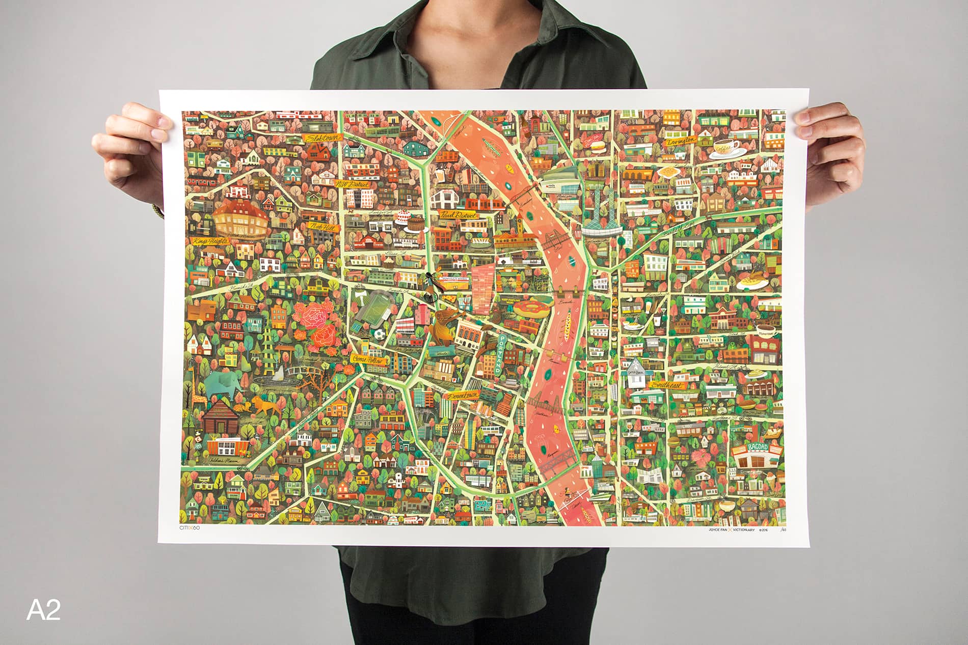 CITIx60 Art Print: Portland City Map