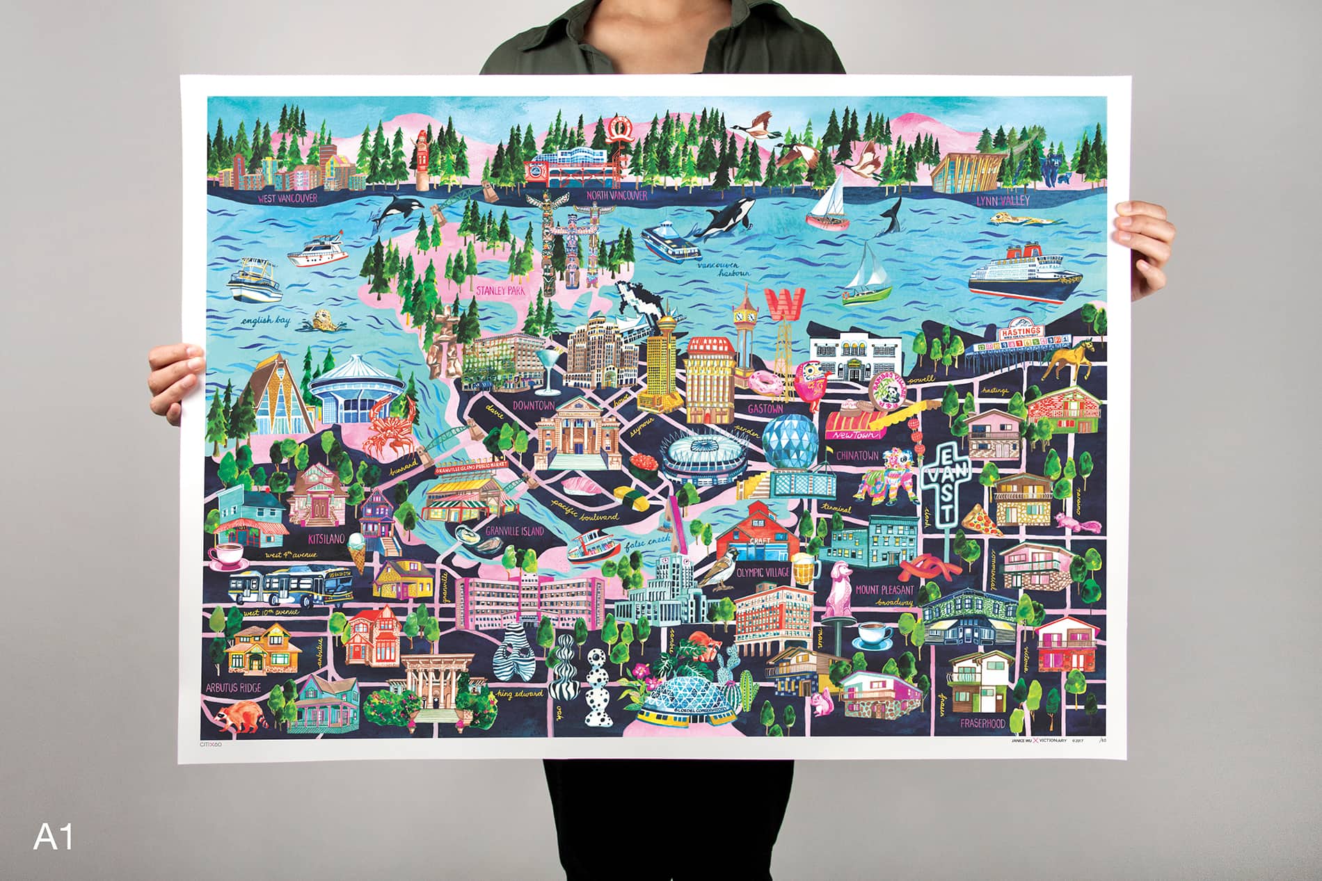 CITIx60 Art Print: Vancouver City Map